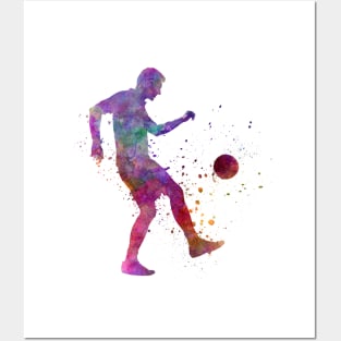 Soccer player in watercolor Posters and Art